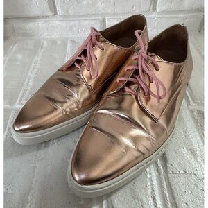 Swear Shoes Womens EU 39 US 8.5 Rose Gold‎ Pointed Toe Metallic Loafer Donna2